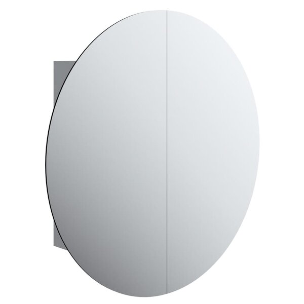 vidaXL Armoire de salle de bain miroir rond et LED Gris 54x54x17 5 cm