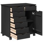 vidaXL Cabinet roulant Noir 63 5 x 39 x 65 5 cm Bois de Pin Massif
