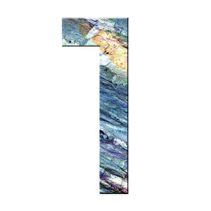 Numéro 1 - Numéro adhésif pour boîtes aux lettres- Pierre véritable 50 mm  LAVE