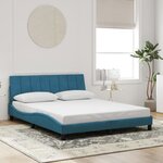 vidaXL Cadre de lit avec LED sans matelas Hanko bleu 160x200 cm velours