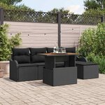 vidaXL Ensemble de canapé de jardin avec coussin 6 Pièces Noir