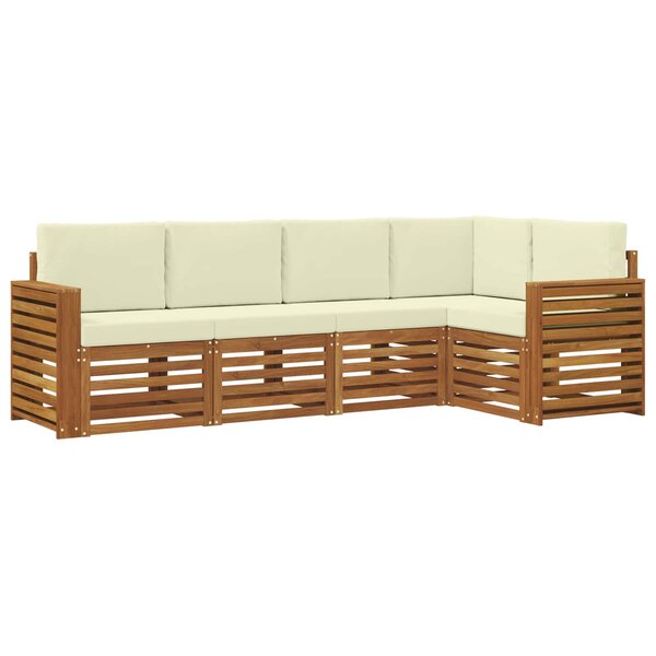 vidaXL Ensemble de canapé d'angle avec coussin 5 Pièces Naturel et Crème