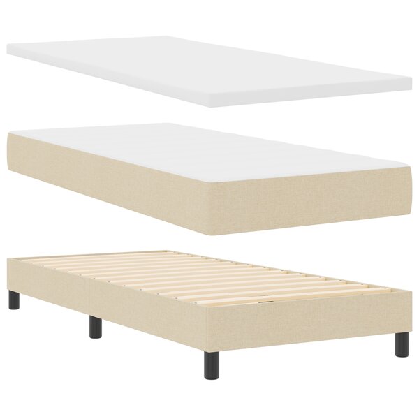 vidaXL Lit box spring avec matelas crème  90x200 cm  en tissu.