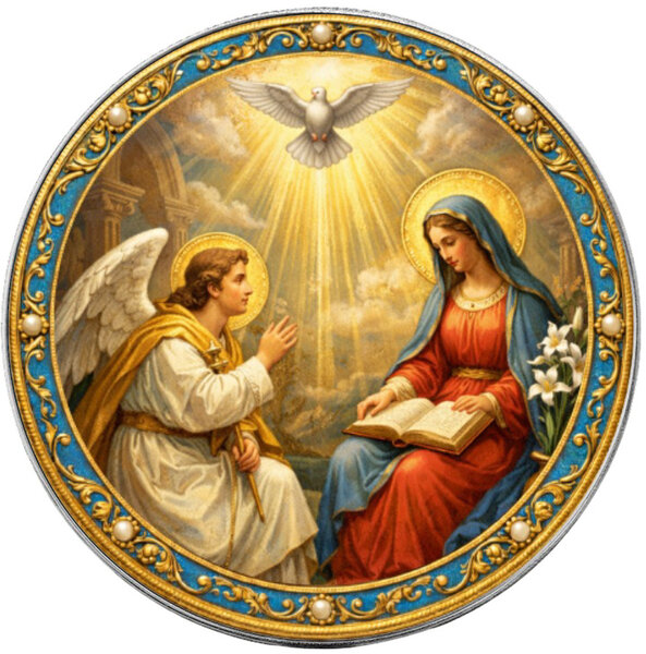 Pièce de monnaie en Argent 1 Dollar g 31.1 (1 oz) Millésime 2026 Mysteries of The Rosary ANNUNCIATION (PRÉCOMMANDE)