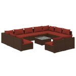 vidaXL Salon de jardin 12 Pièces avec coussins Marron Résine tressée