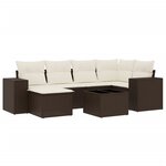 vidaXL Salon de jardin avec coussins 7 Pièces marron résine tressée