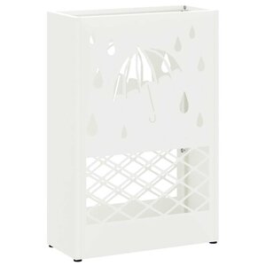 vidaXL Porte-parapluie avec stockage Blanc 28 x 12 x 41 cm Acier