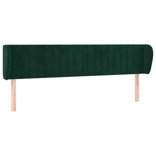 vidaXL Tête de lit avec oreilles Vert foncé 183x23x78/88 cm Velours
