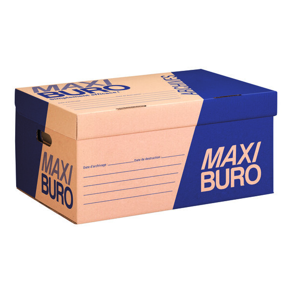 Caisse à archives kraft brun h 27 x l 54 x p 35 cm - maxiburo - lot de 10