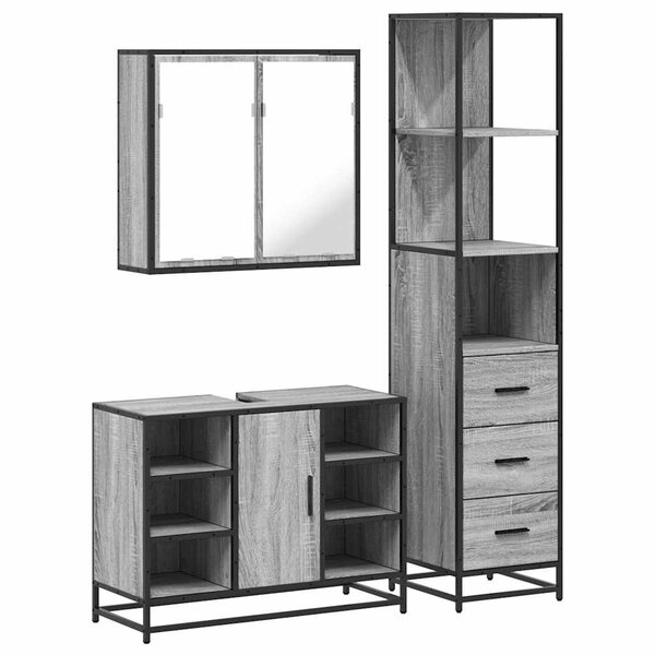 vidaXL Ensemble de meubles de salle de bain 3 Pièces Sonoma gris