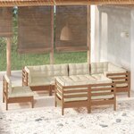 vidaXL Salon de jardin 8 Pièces avec coussins Marron miel Bois de pin