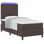 vidaXL Lit à ressorts avec matelas Marron foncé 90 x 200 cm tissu