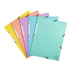 Chemise à élastique 3 rabats carton exacompta aquarel  24 x 32 dos 3 cm couleurs assorties - lot de 5