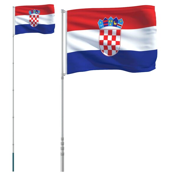 vidaXL Drapeau de la Croatie et mât 5 55 m Aluminium