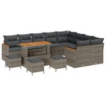 vidaXL Canapé de jardin 13 pièces avec coussins gris