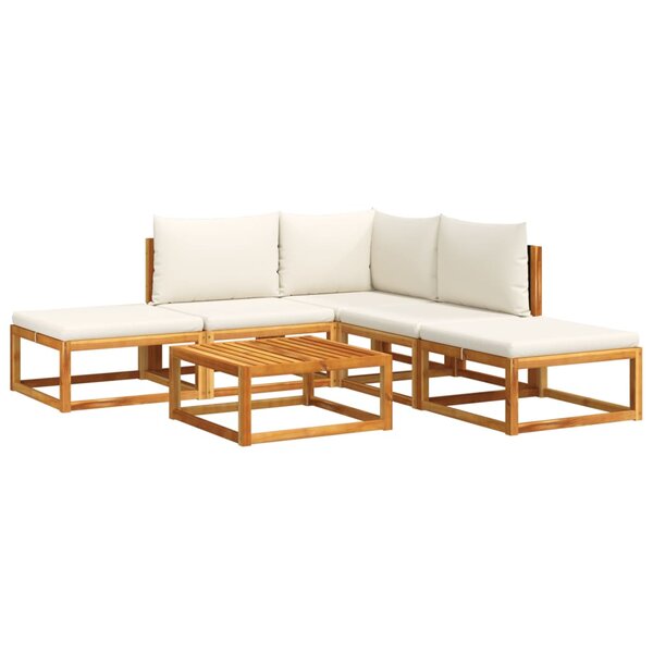 vidaXL Ensemble de canapés de jardin 6 pièces avec coussins en bois d'acacia et rotin