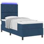 vidaXL Lit à ressorts avec matelas avec LED Bleu 100 x 200 cm tissu