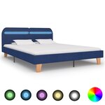 vidaXL Cadre de lit avec LED Bleu Tissu 160x200 cm