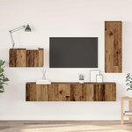 vidaXL Ensemble meuble TV 4 Pièces Bois ancien 30 5 x 30 x 90 cm