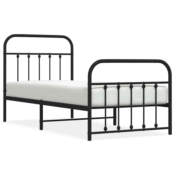 vidaXL Cadre de lit métal sans matelas avec pied de lit noir 90x200 cm