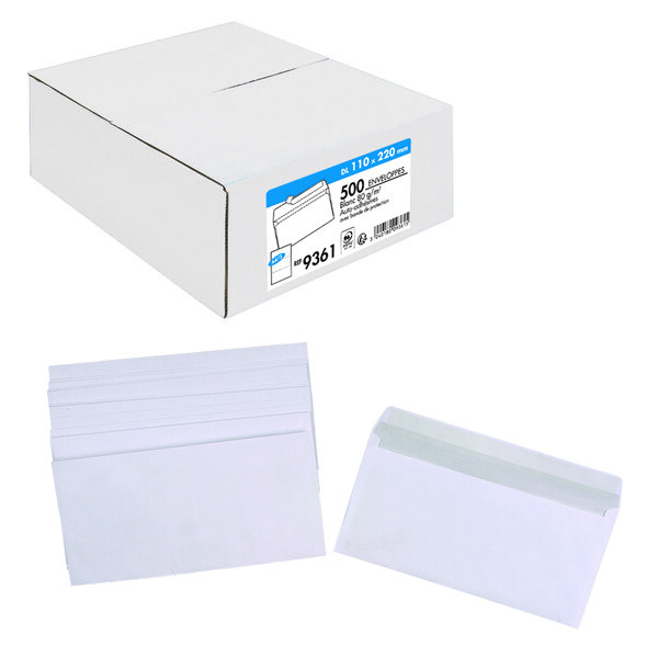 Enveloppe 110x220 blanc 80g - Lot de 500