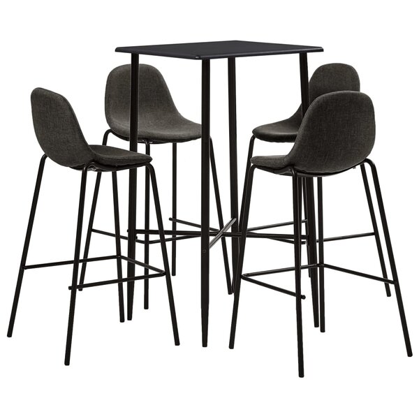 vidaXL Ensemble de bar 5 Pièces Tissu Gris foncé