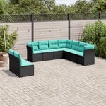vidaXL Salon de jardin 9 Pièces avec coussins noir résine tressée