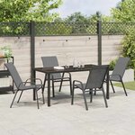vidaXL Ensemble de salle à manger pour jardin 5 Pièces Gris et Noir