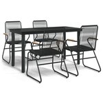 vidaXL Ensemble à manger de jardin 5 Pièces Noir Rotin PVC