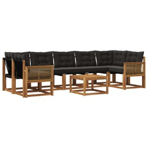 vidaXL Ensemble de canapés d'extérieur 8 Pièces Naturel et noir