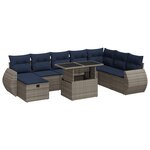 vidaXL Salon de jardin avec coussins 9Pièces marron résine tressée acacia