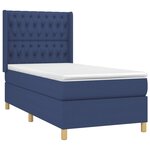 vidaXL Sommier à lattes de lit avec matelas Bleu 90x200 cm Tissu