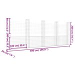 vidaXL Panier de gabion en forme de U avec 5 poteaux Fer 500x20x200 cm