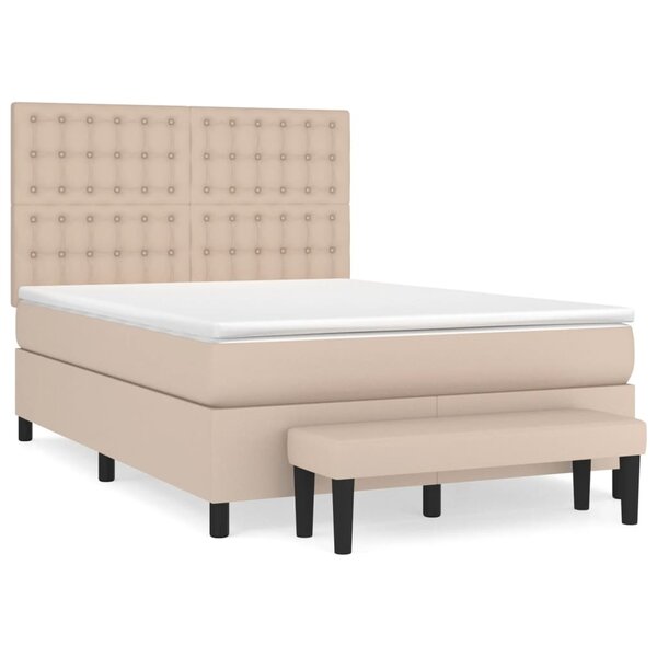 vidaXL Sommier à lattes de lit avec matelas Cappuccino 140x200 cm