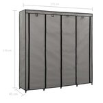 vidaXL Garde-robe avec 4 compartiments Gris 175x45x170 cm