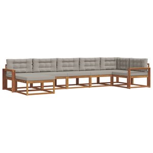 vidaXL Ensemble de canapés d'extérieur 7 Pièces Gris Naturel et Clair