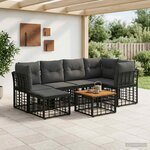 vidaXL Ensemble de canapés d'extérieur 7 pc Noir et Gris foncé