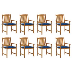 vidaXL Chaises de jardin avec coussins lot de 8 Bois d'acacia solide