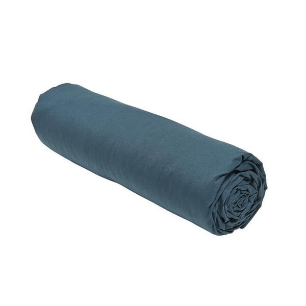Drap housse uni paon 160 x 200+23 cm