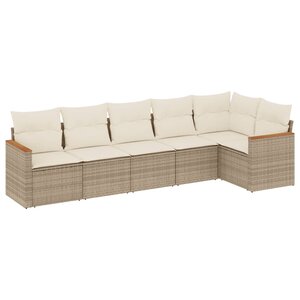 vidaXL Salon de jardin avec coussins 6 Pièces beige résine tressée