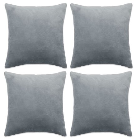 Vidaxl housses de coussin 4 pièces tissu 80x80 cm gris