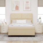 vidaXL Lit à ressorts avec matelas Crème 160 x 200 cm tissu