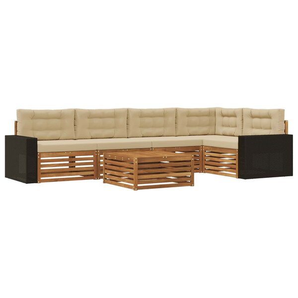 vidaXL Ensemble de canapés d'extérieur 6 Pièces Naturel et Beige