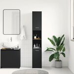 vidaXL Armoire de salle de bain Noir 30x30x183 5 cm Bois d'ingénierie