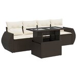 vidaXL Salon de jardin avec coussins 5 Pièces marron résine tressée