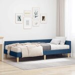 vidaXL Cadre de lit d'angle avec matelas avec matelas 2 Pièces Bleu tissu