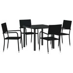 vidaXL Ensemble de salle à manger pour jardin 5 Pièces Noir polyrotin