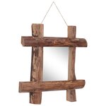 vidaXL Miroir à bûches Naturel 50x50 cm Bois de récupération massif