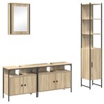 vidaXL Ensemble de mobilier de salle de bain 4 Pièces Chêne sonoma