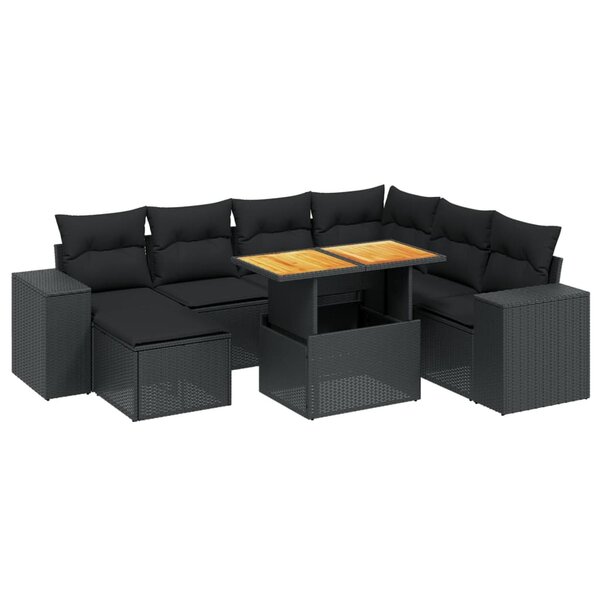 vidaXL Salon de jardin 8 Pièces avec coussins noir résine tressée
